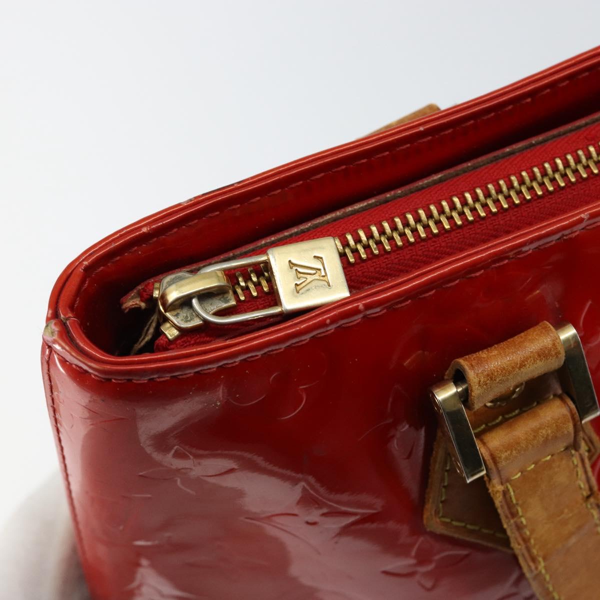 LOUIS VUITTON Monogram Vernis Houston Hand Bag Rouge M91092 LV Auth bs30835