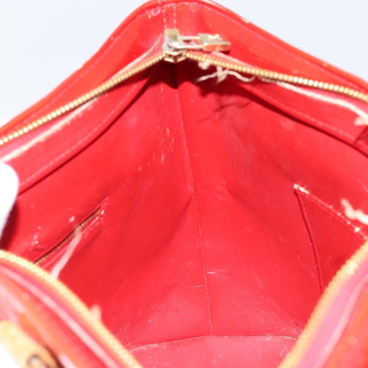 LOUIS VUITTON Monogram Vernis Houston Hand Bag Rouge M91092 LV Auth bs30835