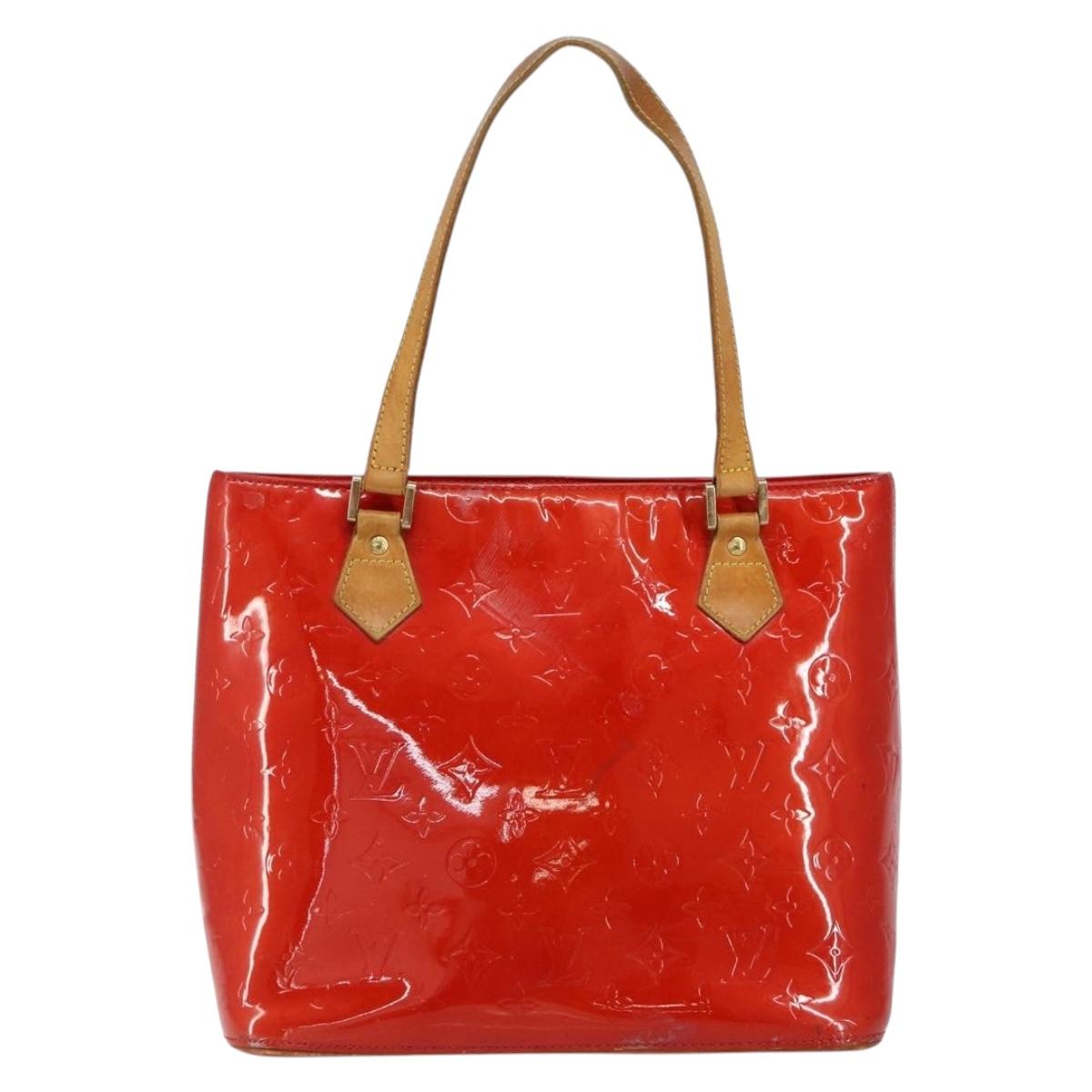 LOUIS VUITTON Monogram Vernis Houston Hand Bag Rouge M91092 LV Auth bs30835