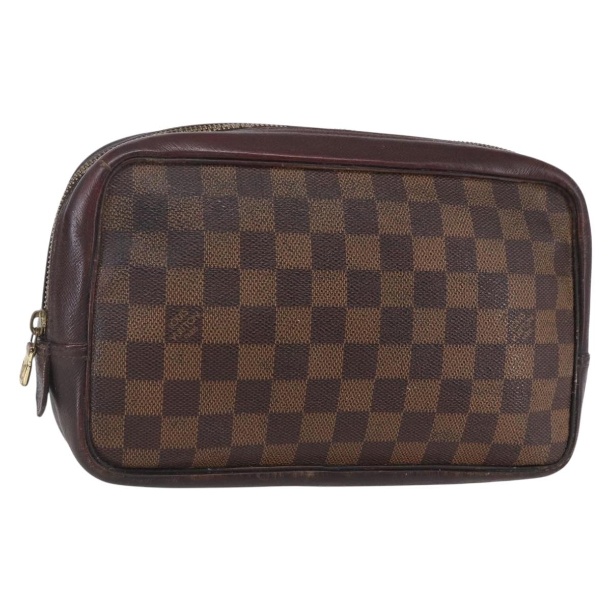 LOUIS VUITTON Damier Ebene Trousse Toilette25 Clutch Bag N47624 LV Auth bs30836