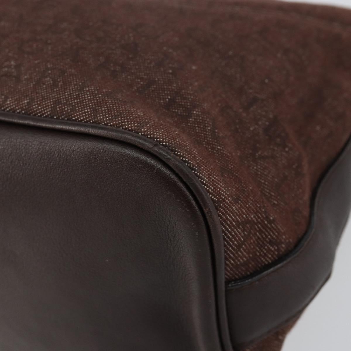 BVLGARI Logo Mania Shoulder Bag Canvas Brown Gold Auth bs30838