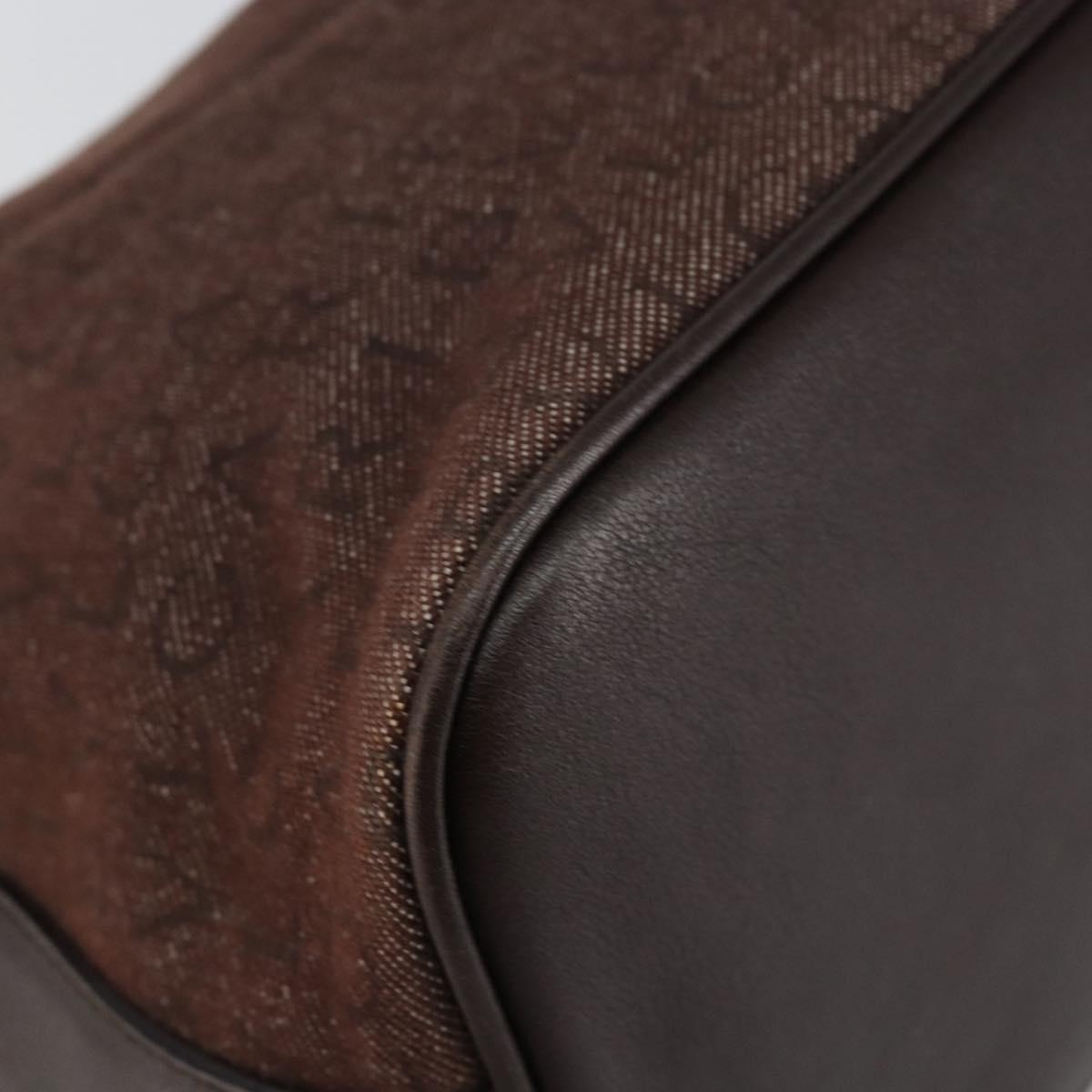 BVLGARI Logo Mania Shoulder Bag Canvas Brown Gold Auth bs30838