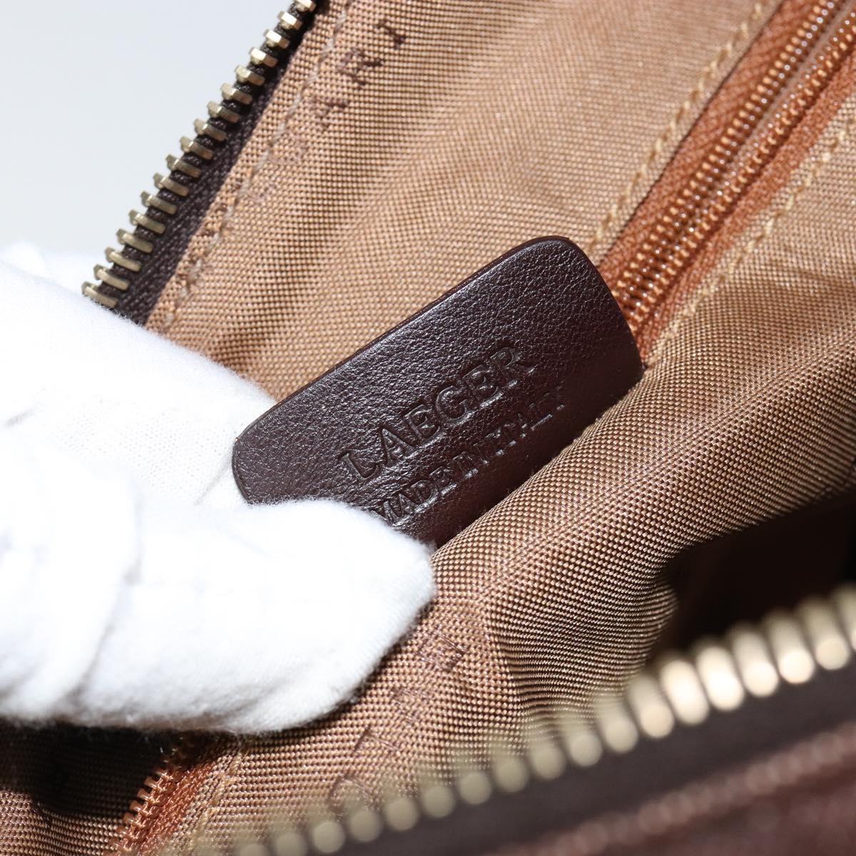 BVLGARI Logo Mania Shoulder Bag Canvas Brown Gold Auth bs30838