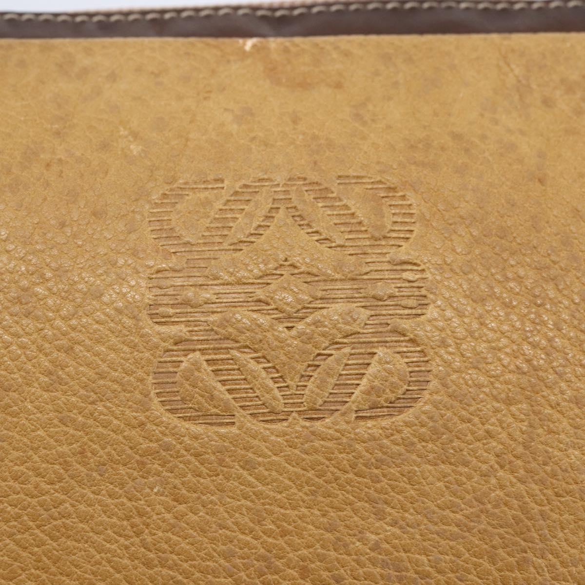 LOEWE Anagram Clutch Bag Leather Brown Gold Auth bs30839