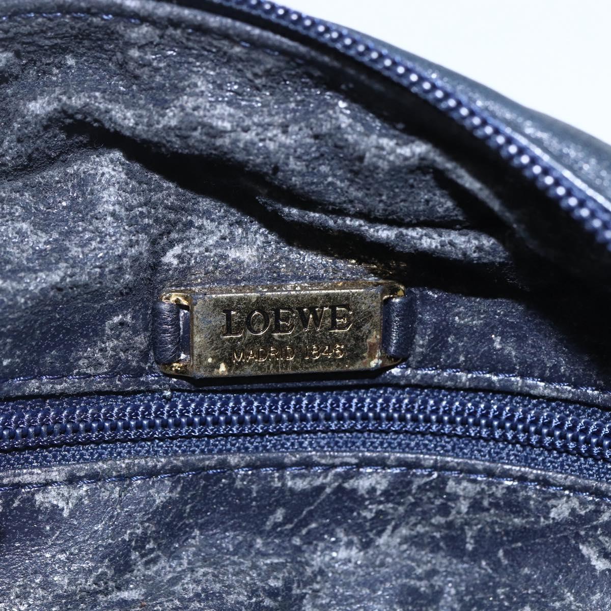 LOEWE Anagram Shoulder Bag Leather Navy Auth bs30840