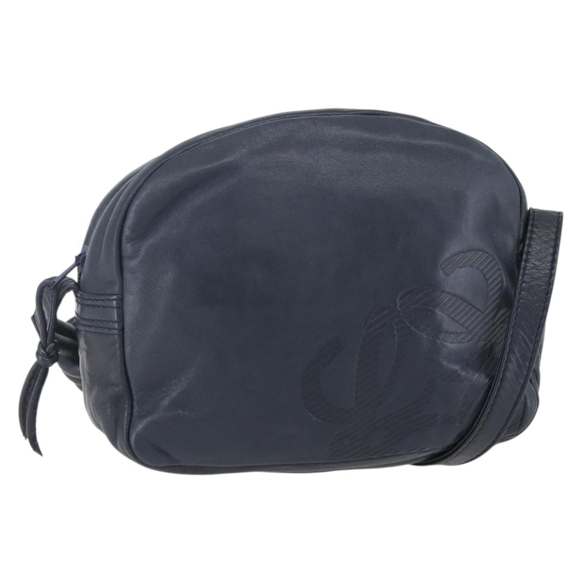 LOEWE Anagram Shoulder Bag Leather Navy Auth bs30840