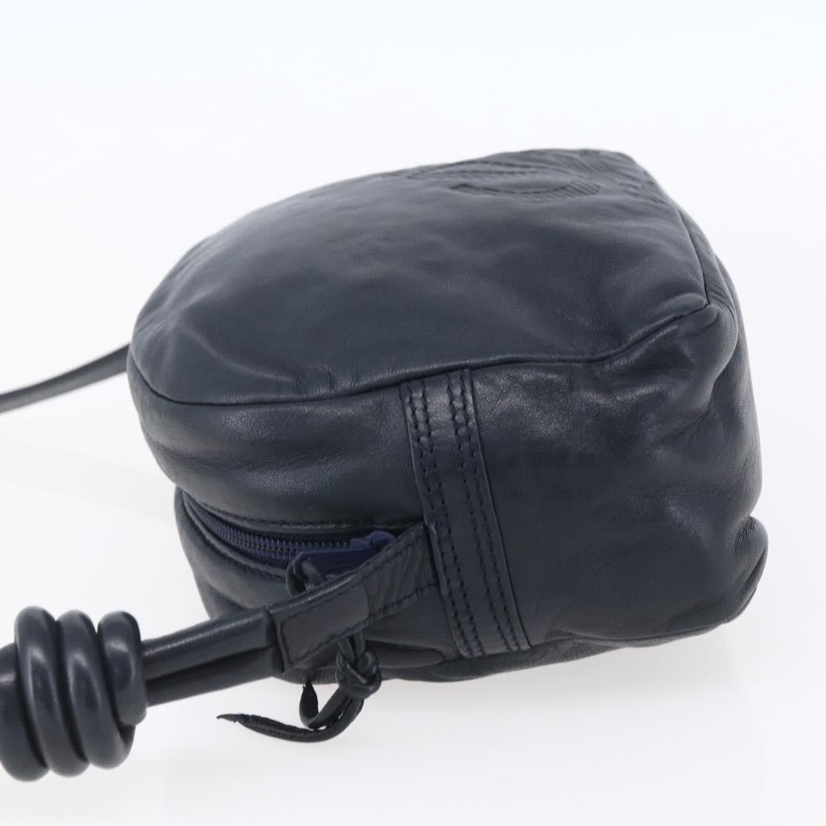 LOEWE Anagram Shoulder Bag Leather Navy Auth bs30840