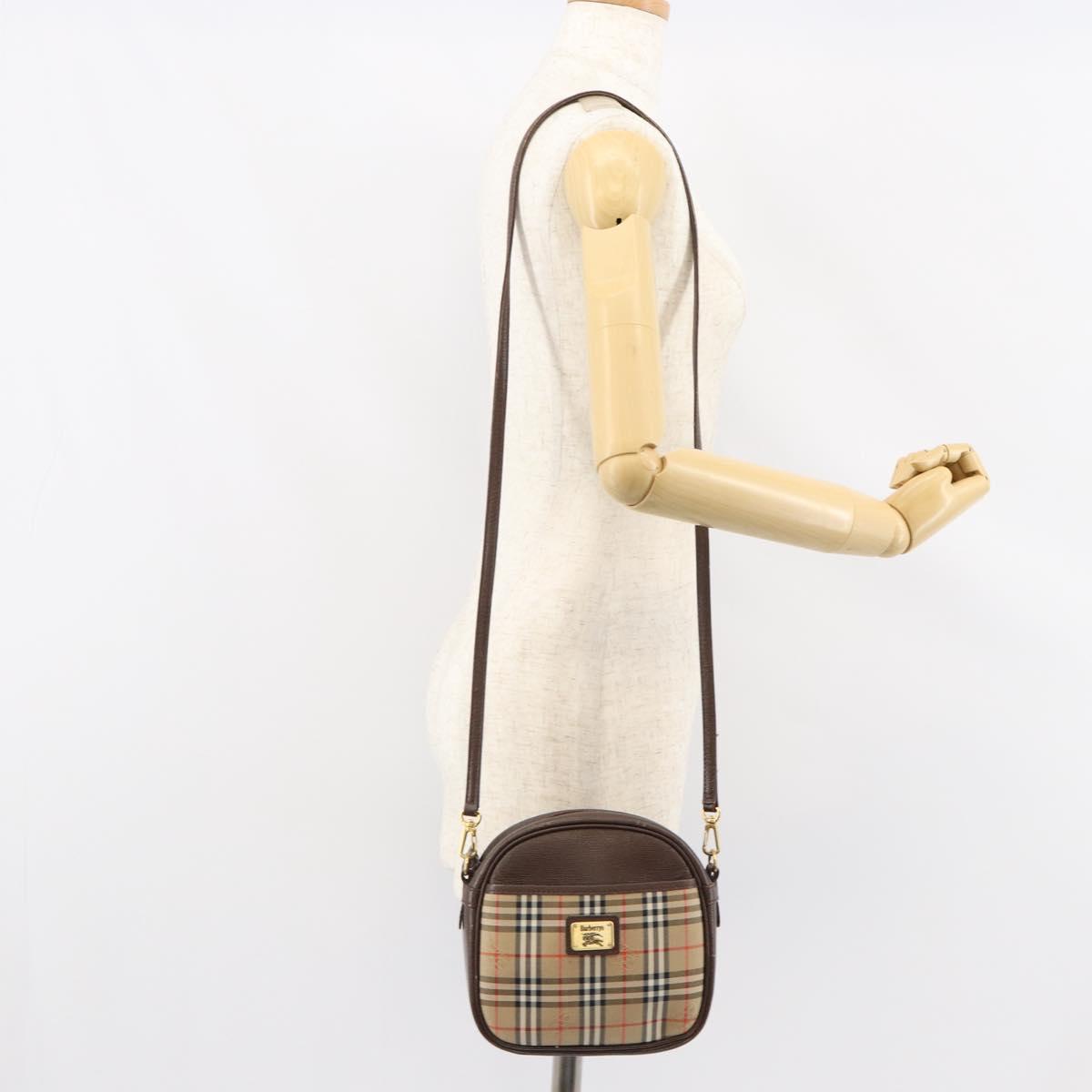 Burberrys Nova Check Shoulder Bag Canvas Beige Gold Auth bs30843