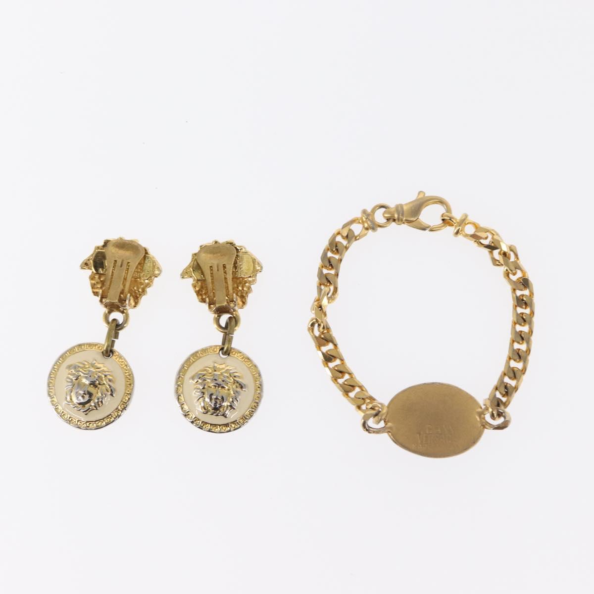 VERSACE Necklace metal 4 Set Gold Silver Auth bs30846