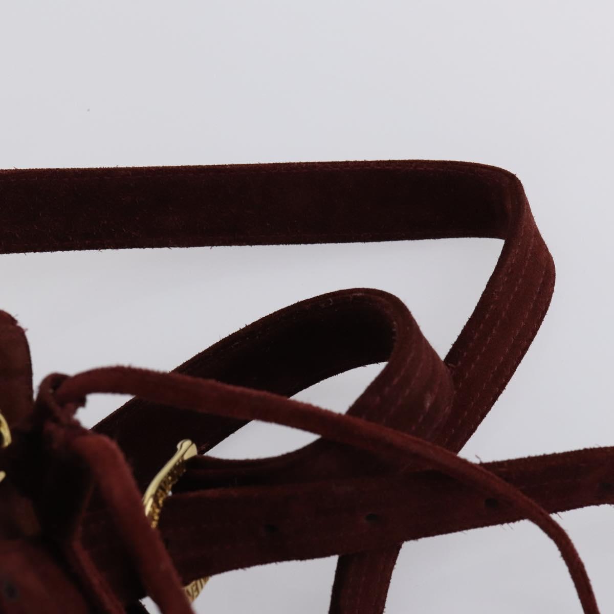 VALENTINO Hand Bag Leather Suede 3 Set Red Brown Auth bs30849