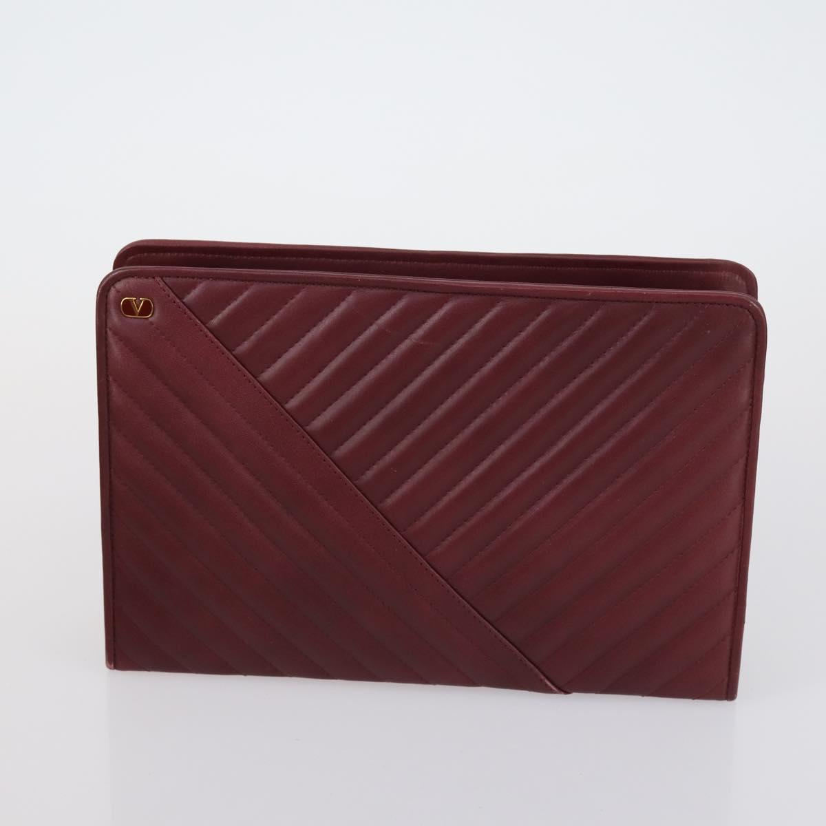 VALENTINO Hand Bag Leather Suede 3 Set Red Brown Auth bs30849