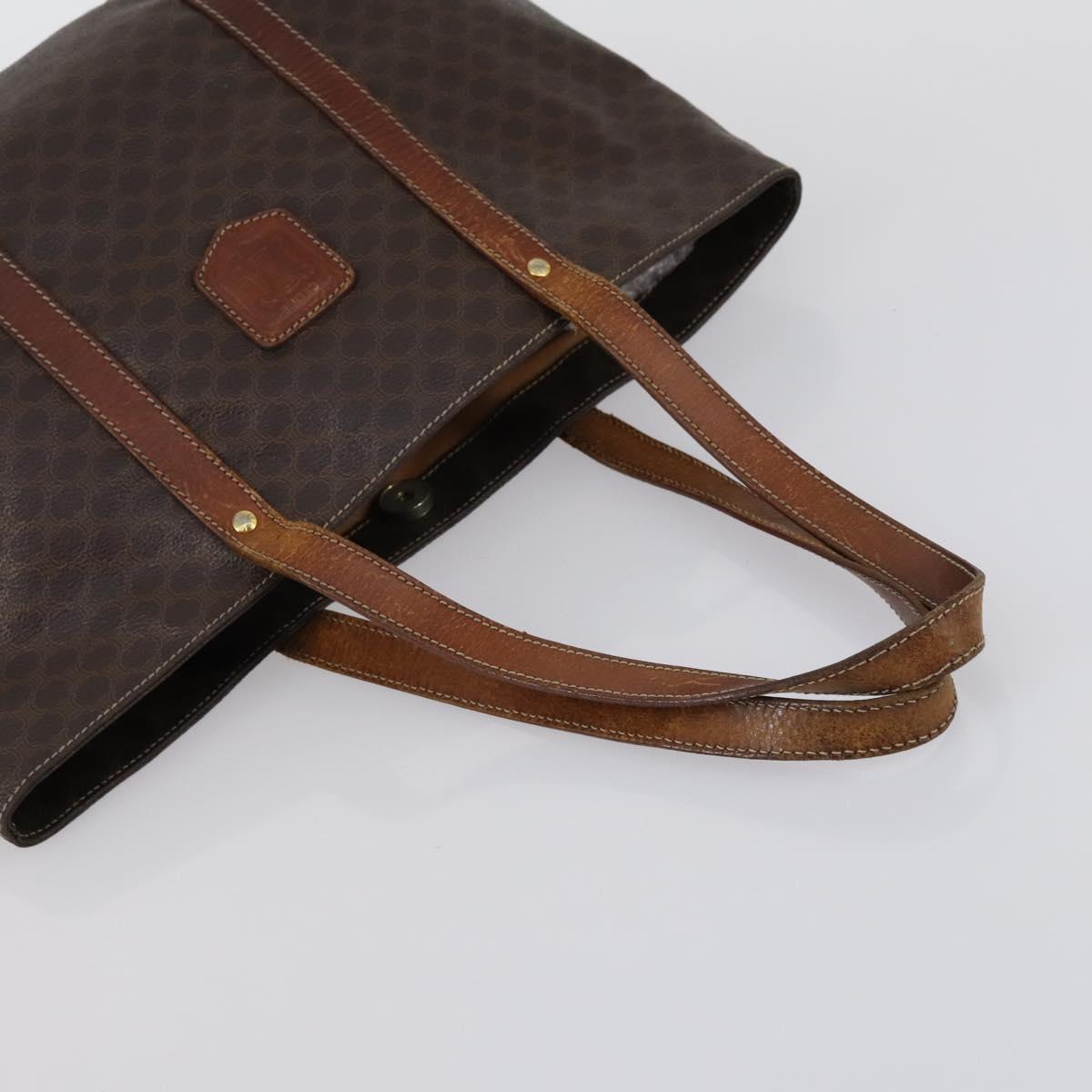 CELINE Macadam Canvas Tote Bag PVC Leather 2 Set Brown Auth bs30852
