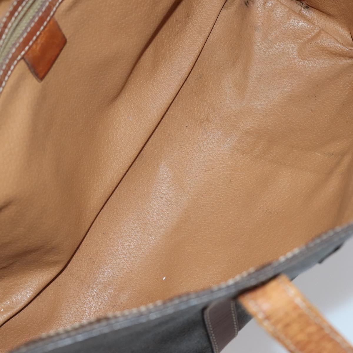 CELINE Macadam Canvas Tote Bag PVC Leather 2 Set Brown Auth bs30852