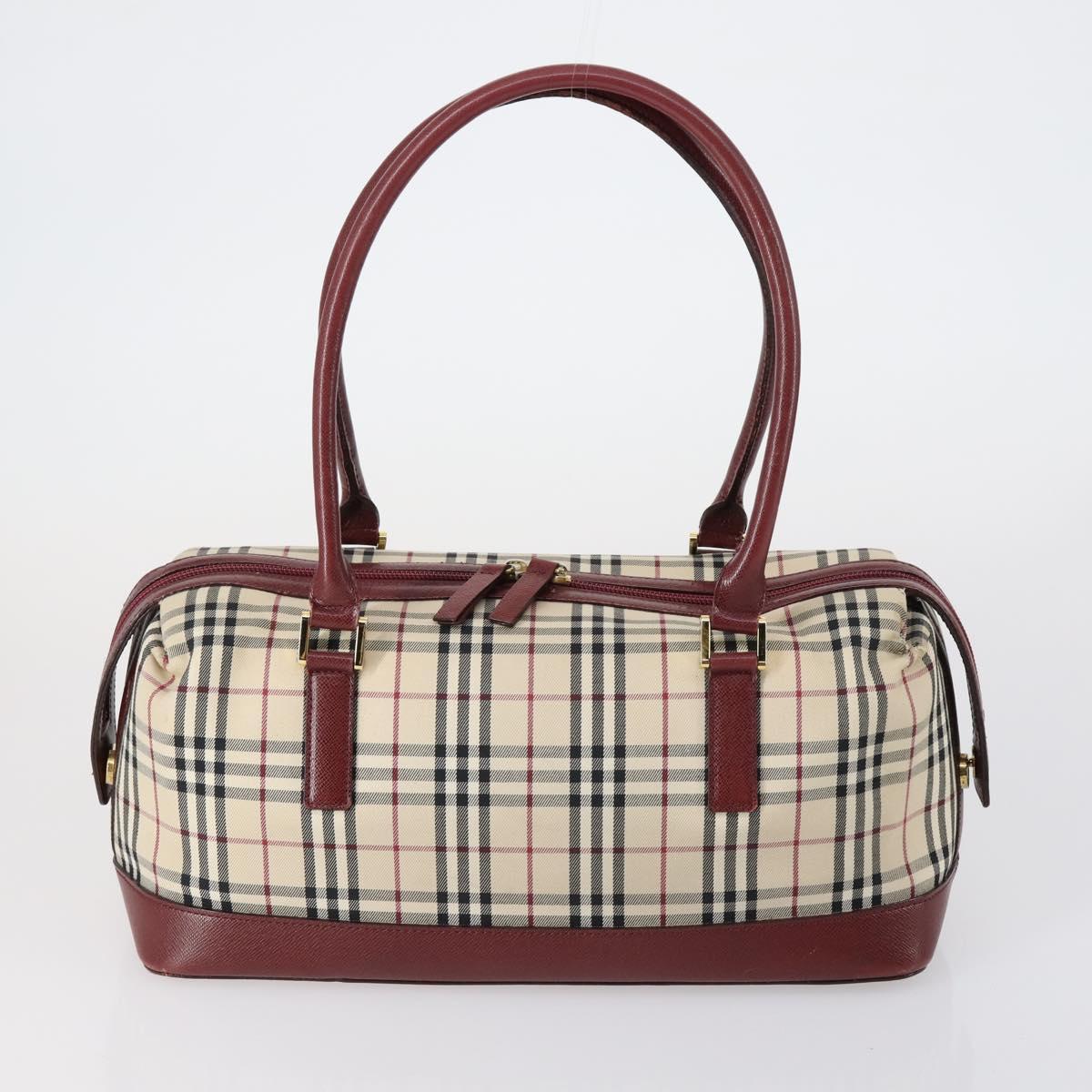 Burberrys Nova Check Shoulder Bag Nylon Leather 3 Set Beige Brown Auth bs30853