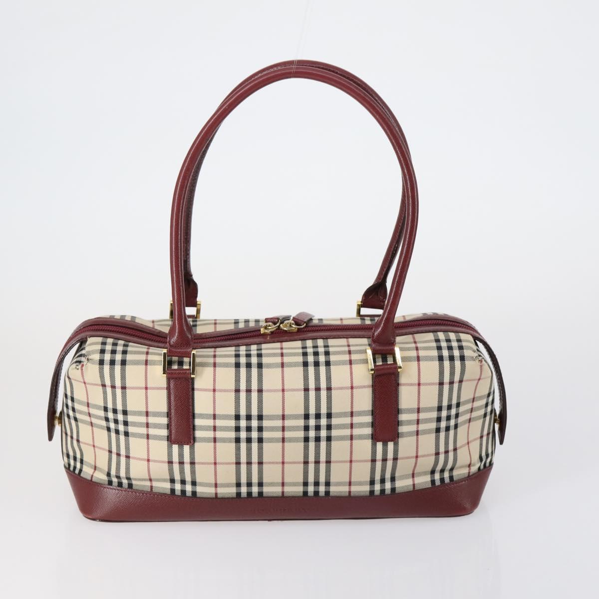 Burberrys Nova Check Shoulder Bag Nylon Leather 3 Set Beige Brown Auth bs30853