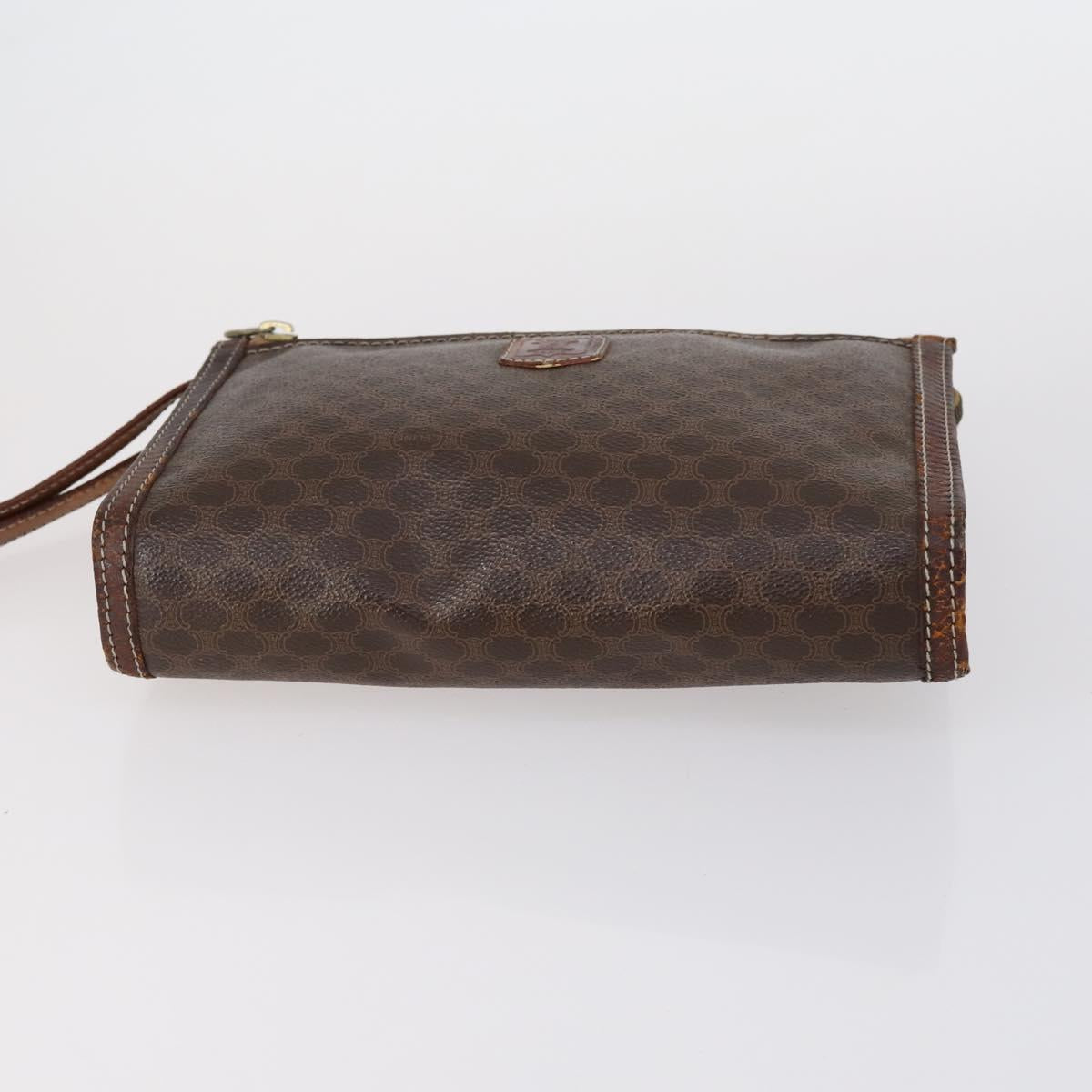 CELINE Macadam Canvas Clutch Bag PVC Leather 3 Set Brown Auth bs30854