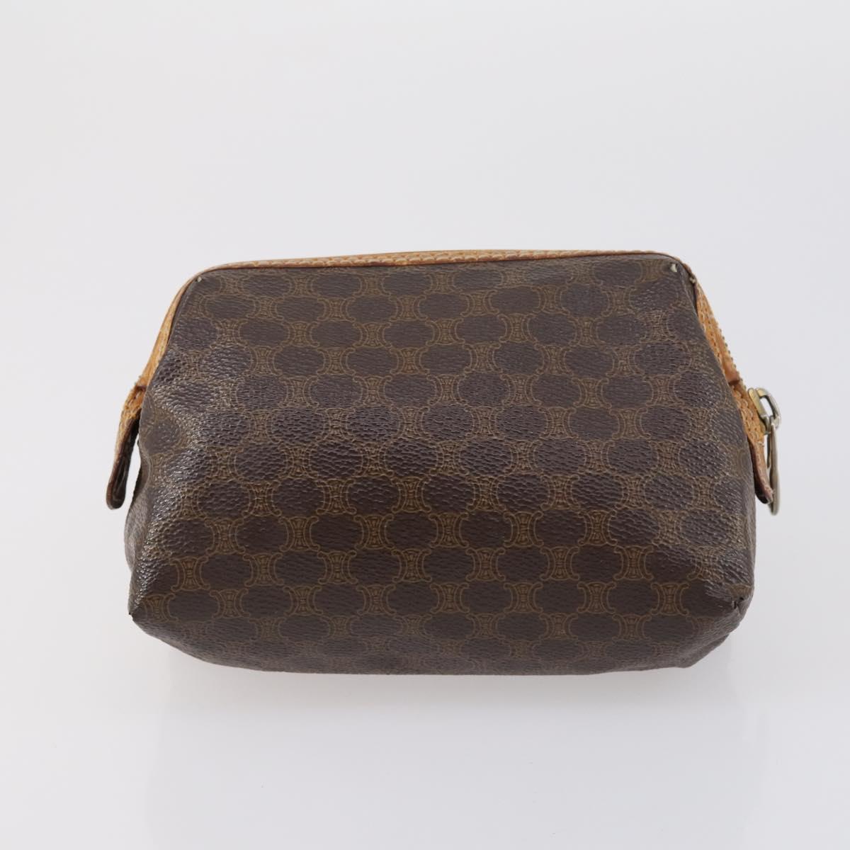 CELINE Macadam Canvas Clutch Bag PVC Leather 3 Set Brown Auth bs30854