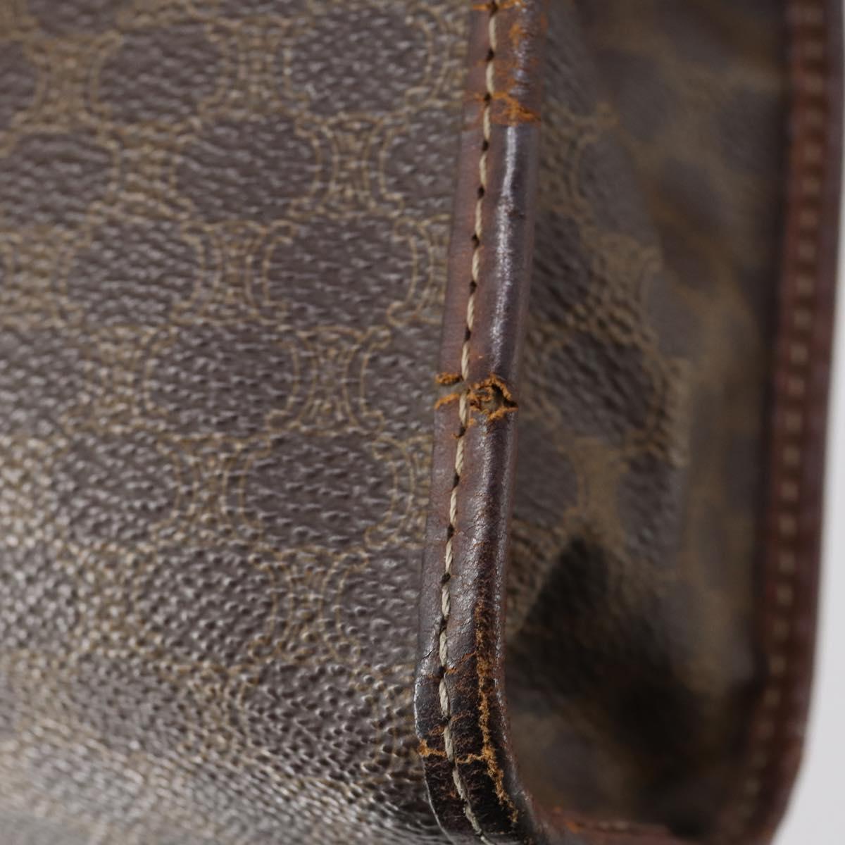 CELINE Macadam Canvas Clutch Bag PVC Leather 3 Set Brown Auth bs30854