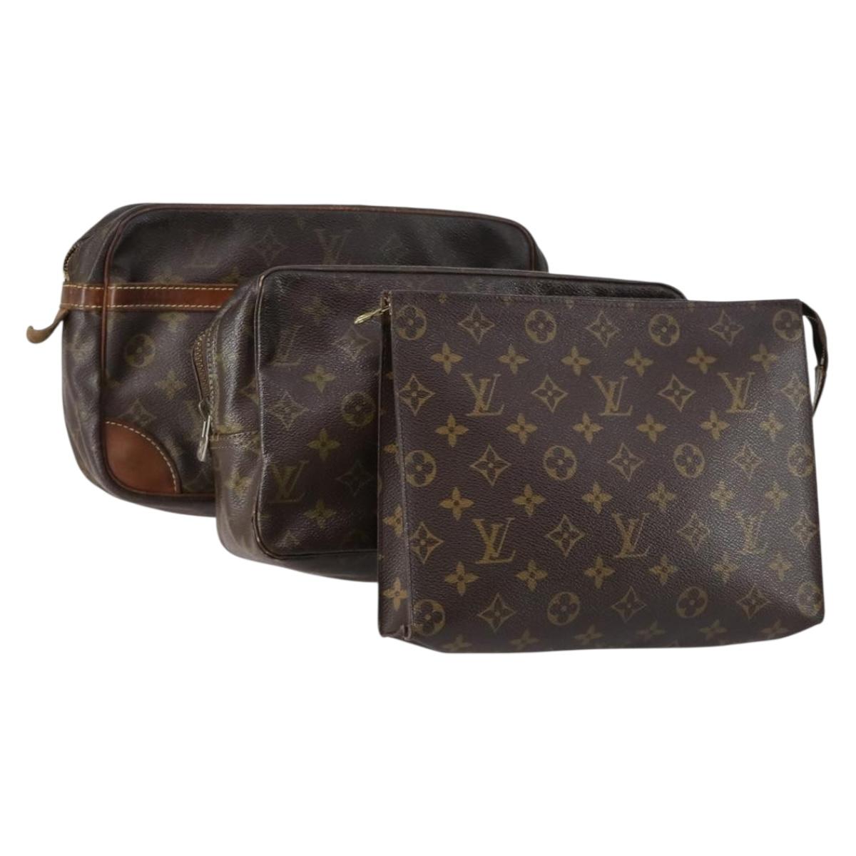 LOUIS VUITTON Monogram Clutch Bag 3 Set LV Auth bs30855