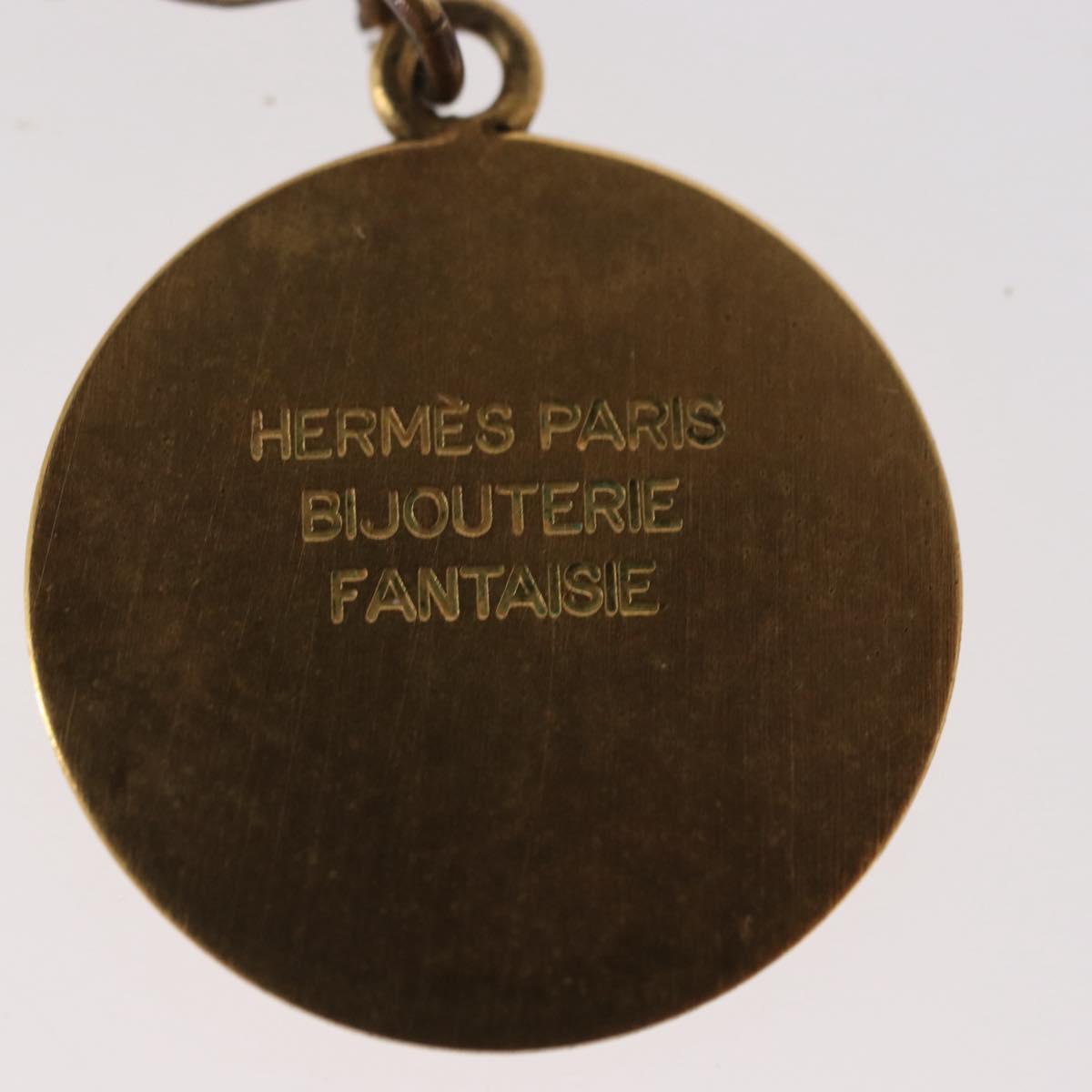 HERMES Charm Metal Leather 3 Set Red Gold Silver Auth bs30857