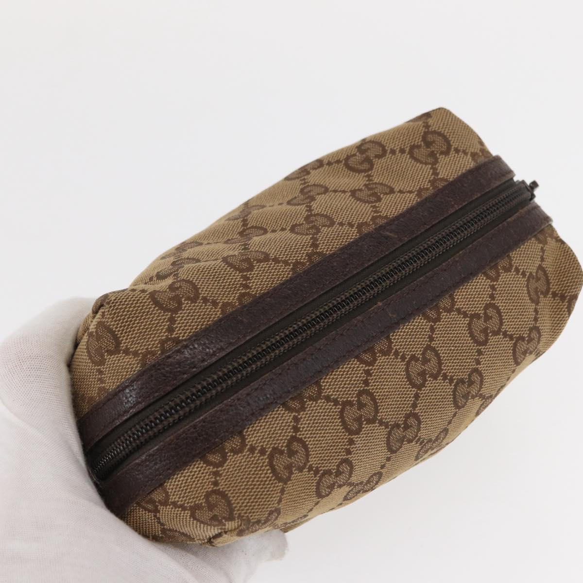 GUCCI GG Canvas Pouch 3 Set Pink Gold beige Auth bs30858