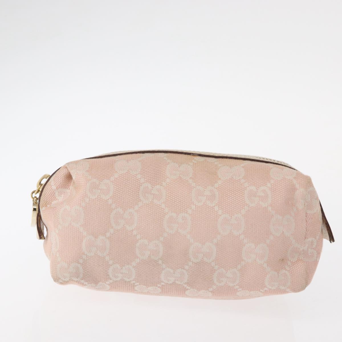 GUCCI GG Canvas Pouch 3 Set Pink Gold beige Auth bs30858