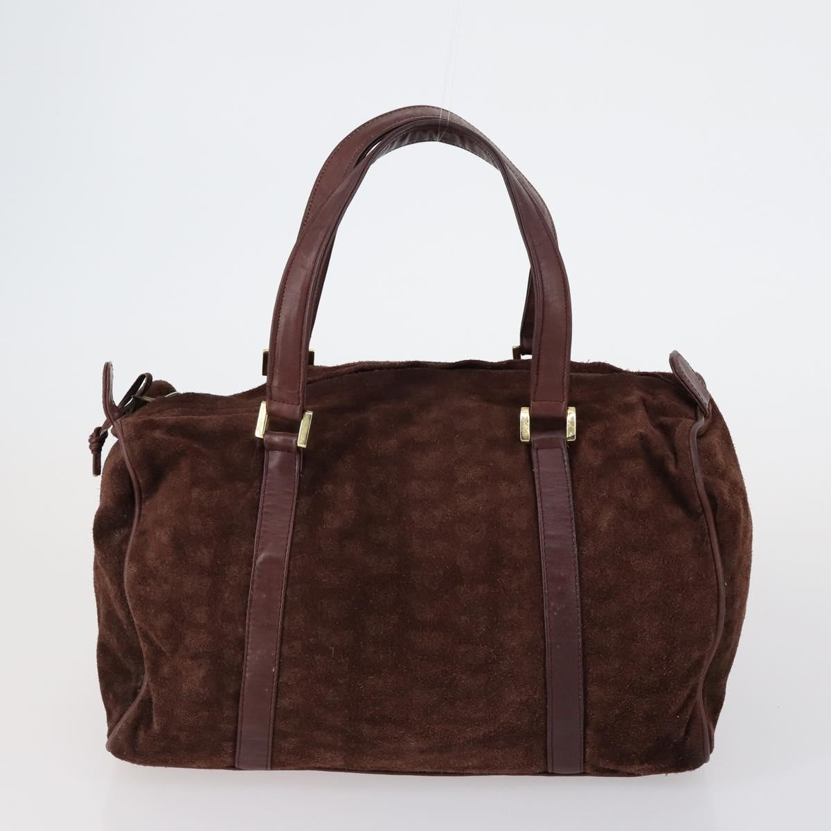 Christian Dior BOTTEGA VENETA Hand Bag Suede PVC 2 Set Brown Gold Auth bs30859