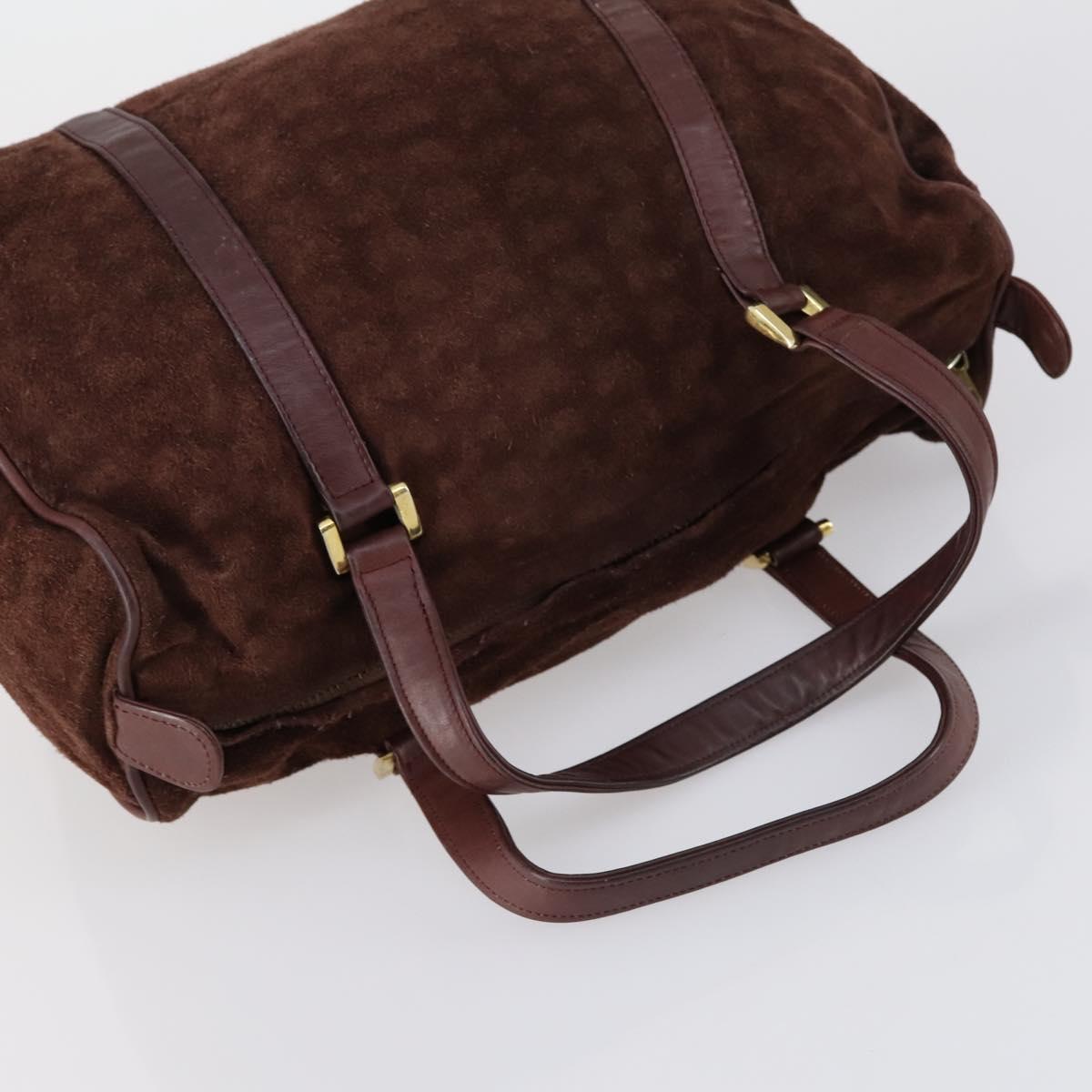 Christian Dior BOTTEGA VENETA Hand Bag Suede PVC 2 Set Brown Gold Auth bs30859