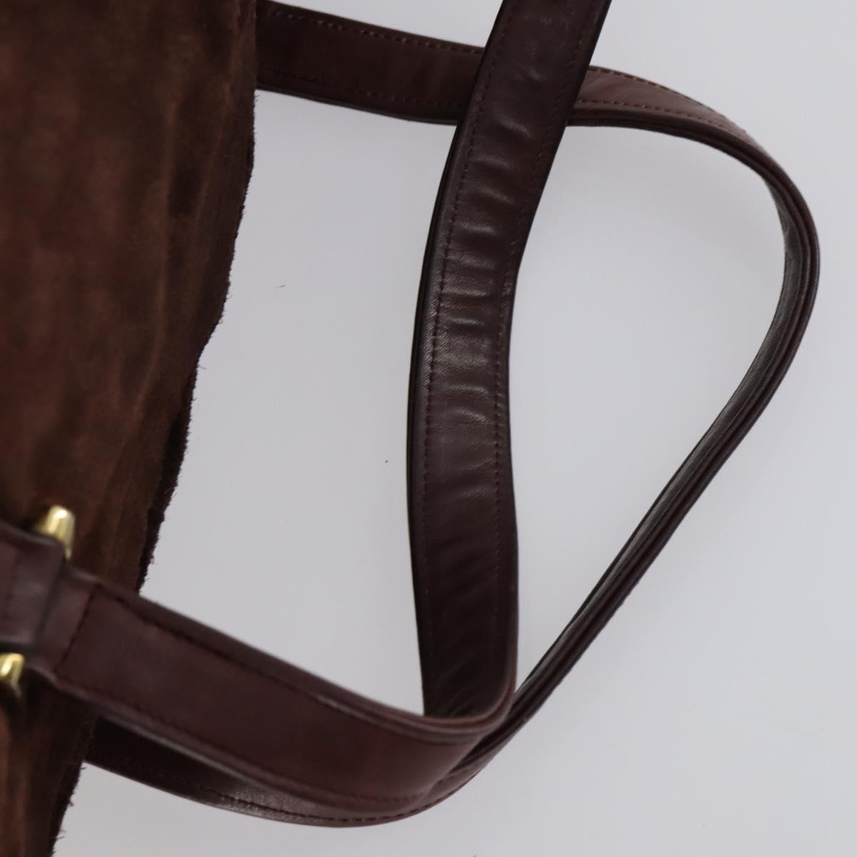 Christian Dior BOTTEGA VENETA Hand Bag Suede PVC 2 Set Brown Gold Auth bs30859