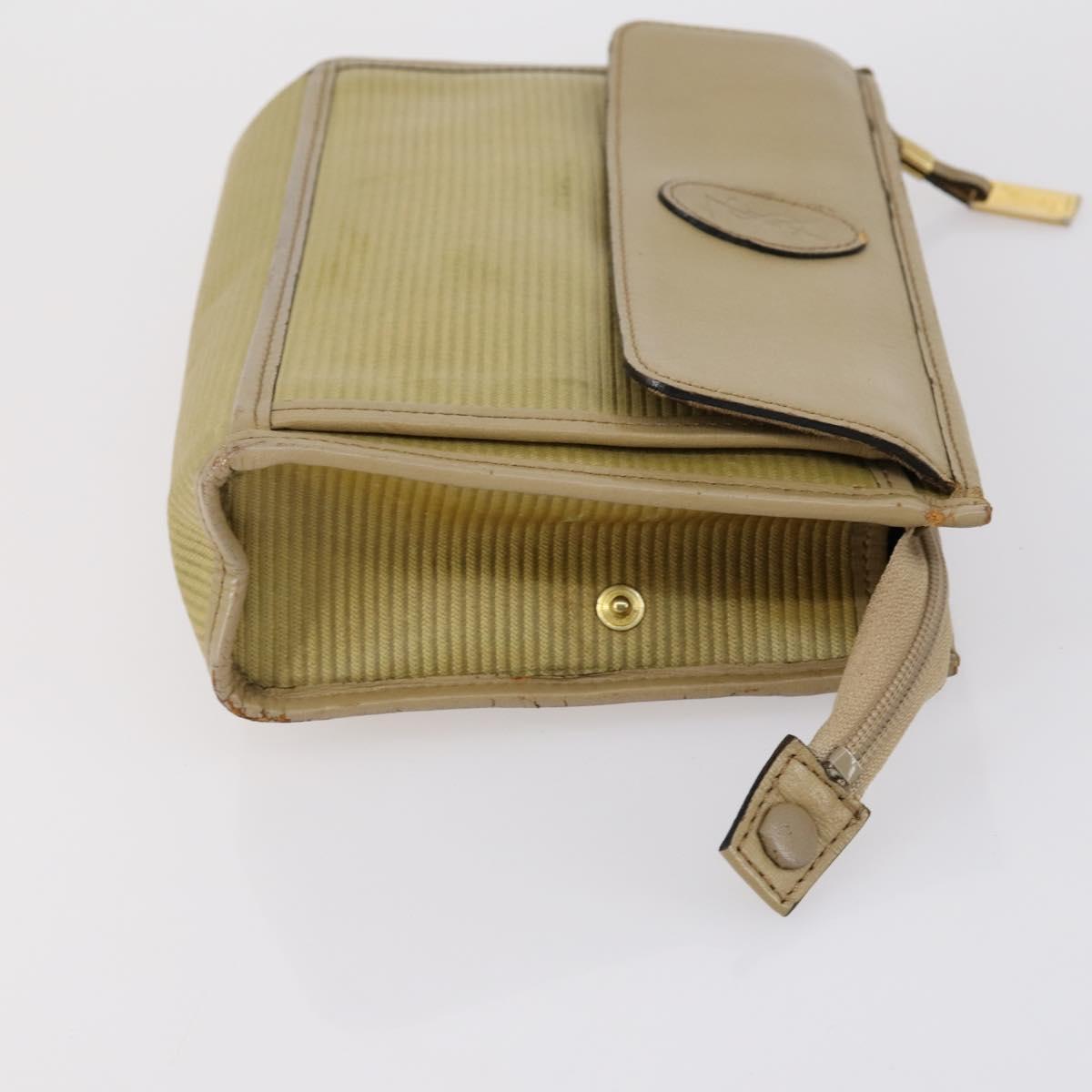 SAINT LAURENT Clutch Bag Leather 2 Set Beige Black Auth bs30862