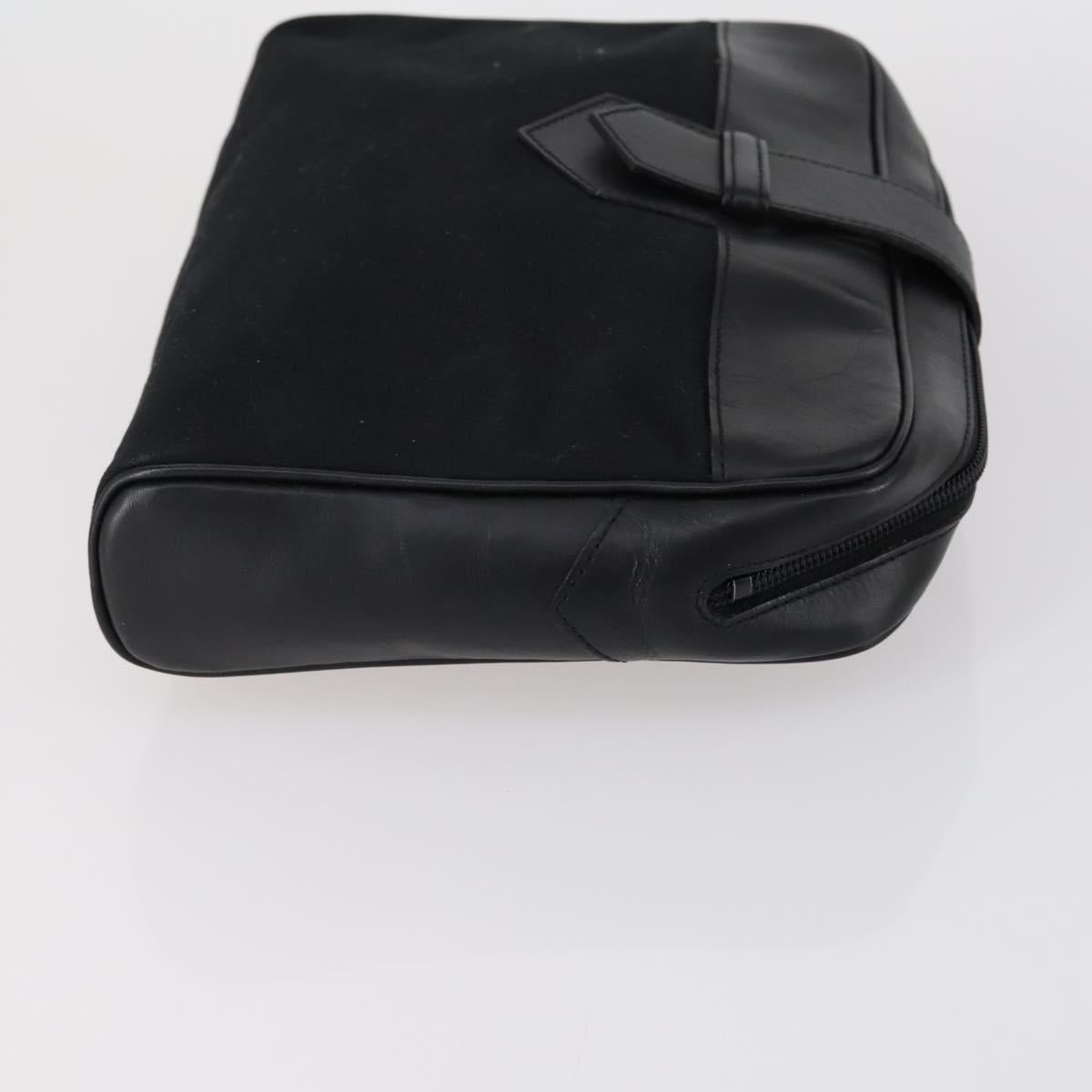 SAINT LAURENT Clutch Bag Leather 2 Set Beige Black Auth bs30862