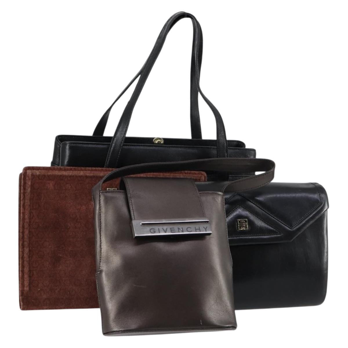 GIVENCHY Clutch Bag Leather 4 Set Red Black Auth bs30863