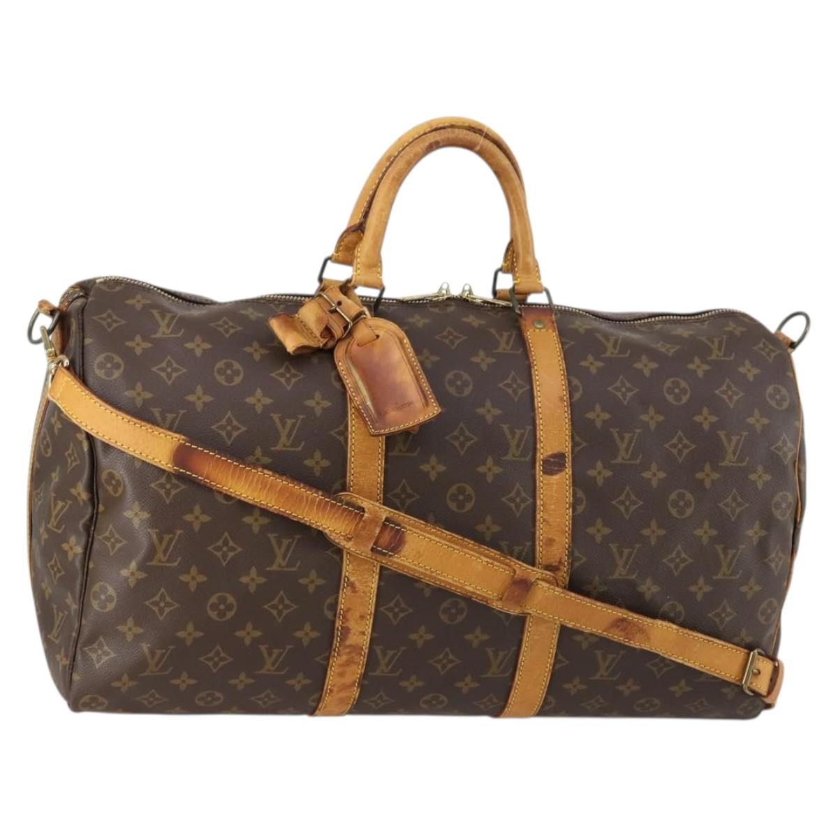 LOUIS VUITTON Monogram Keepall Bandouliere 50 Boston Bag M41416 LV Auth bs30888