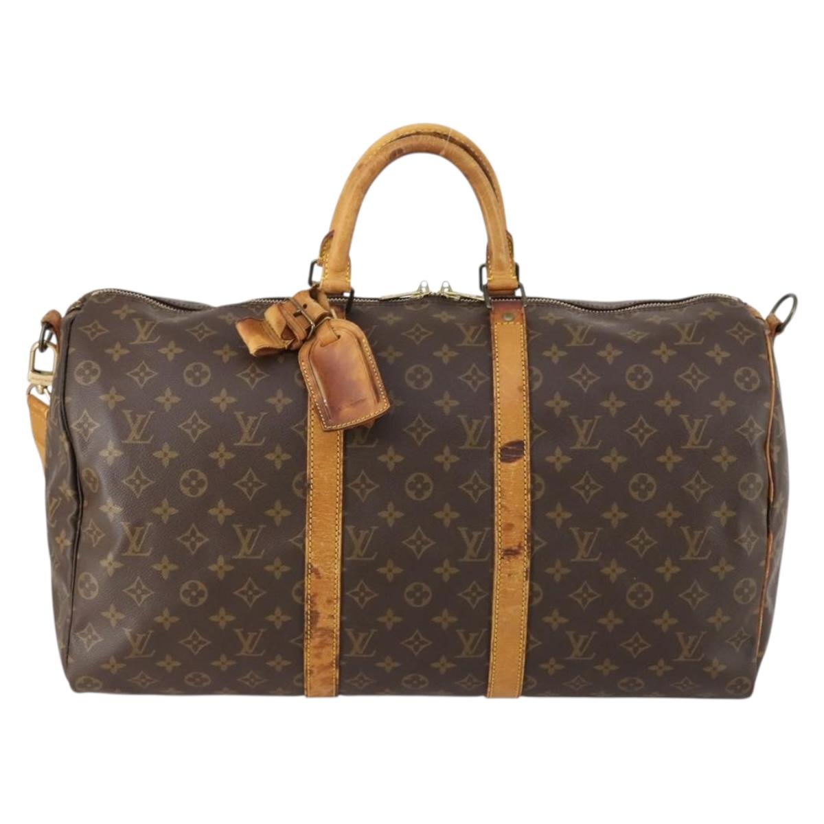LOUIS VUITTON Monogram Keepall Bandouliere 50 Boston Bag M41416 LV Auth bs30888