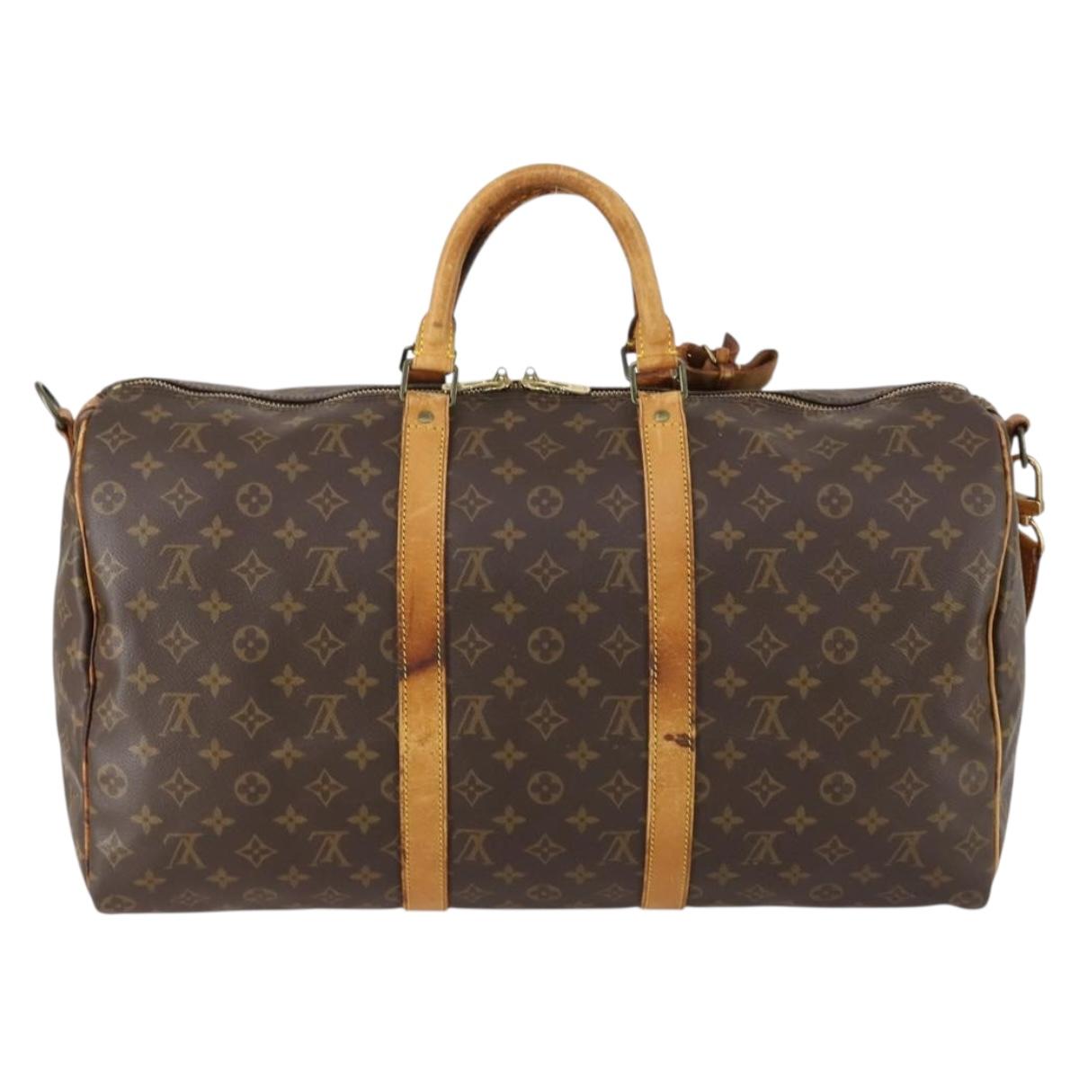 LOUIS VUITTON Monogram Keepall Bandouliere 50 Boston Bag M41416 LV Auth bs30888