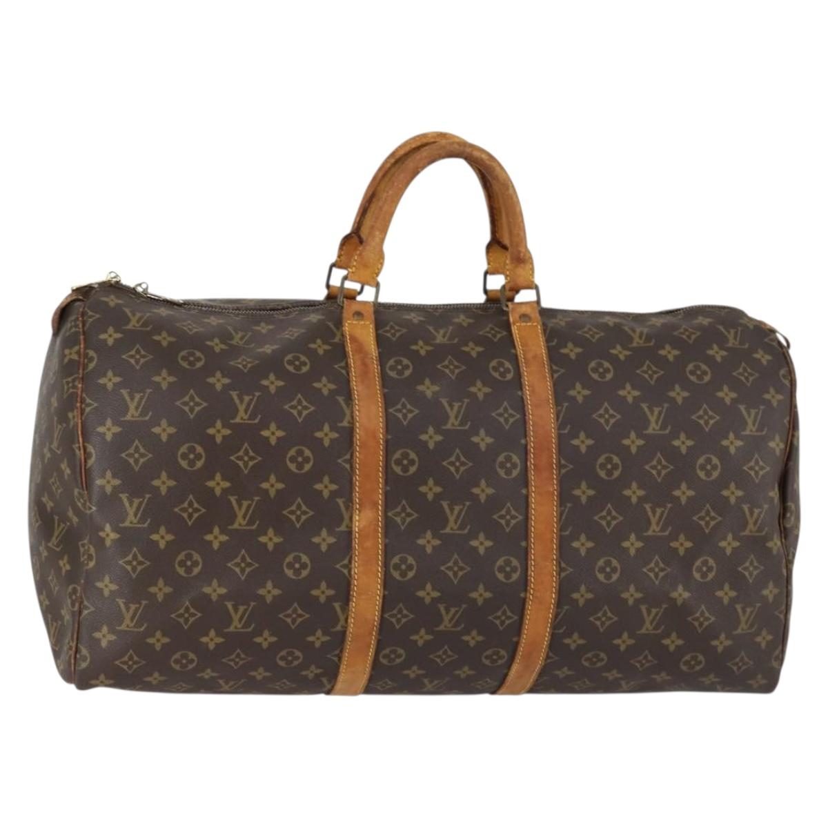LOUIS VUITTON Monogram Keepall 55 Boston Bag M41424 LV Auth bs30890