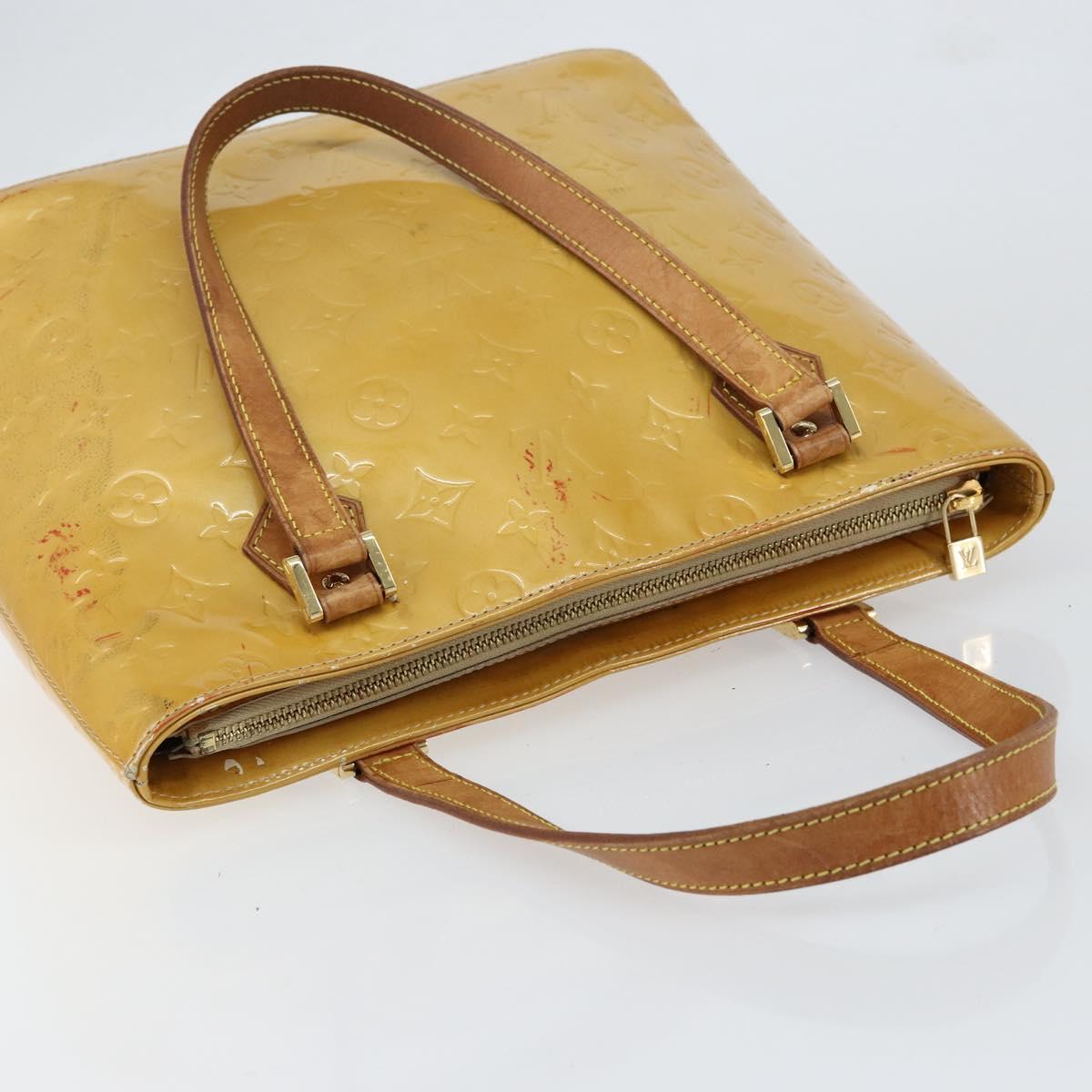 LOUIS VUITTON Monogram Vernis Houston Hand Bag Beige M91004 LV Auth bs30905