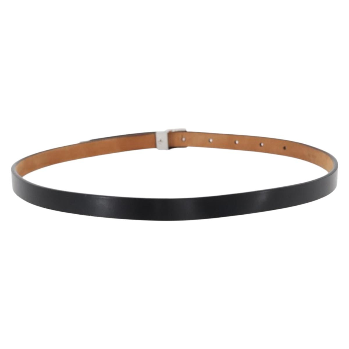 LOUIS VUITTON Ceinture Carre Belt Leather 34.6"" Black Silver LV Auth bs30911