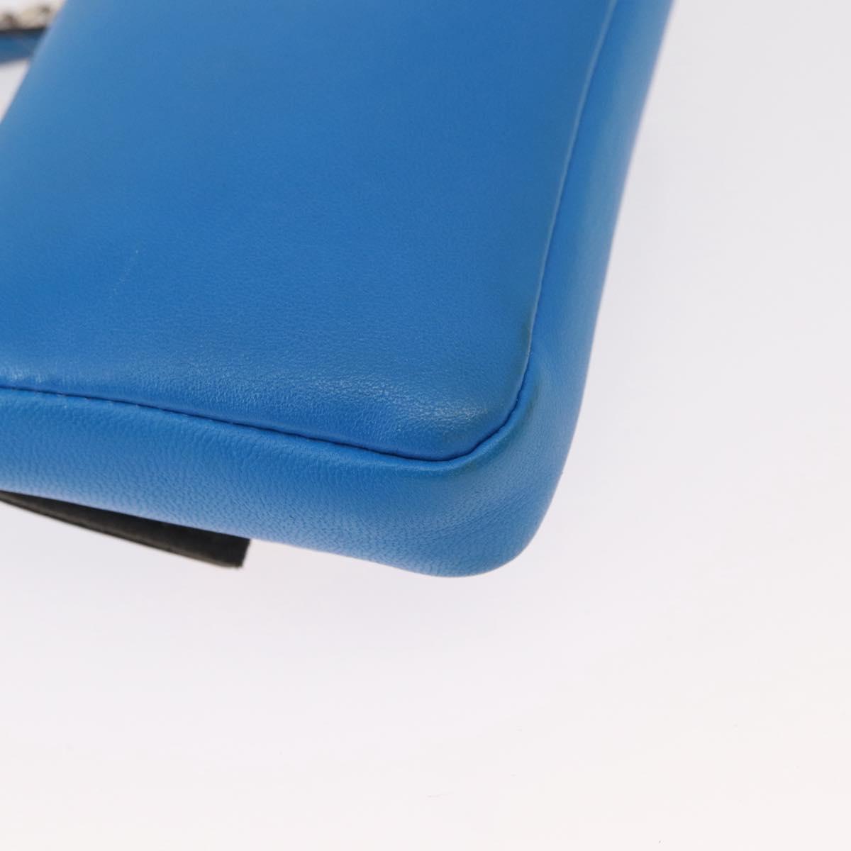 FENDI Micro Bucket Monster Shoulder Bag Leather 2way Blue Silver Auth bs30913