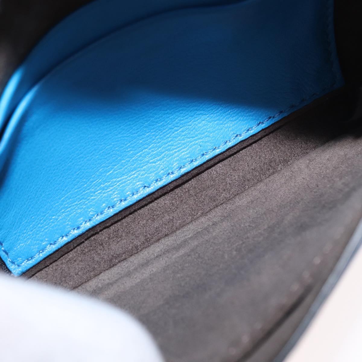 FENDI Micro Bucket Monster Shoulder Bag Leather 2way Blue Silver Auth bs30913