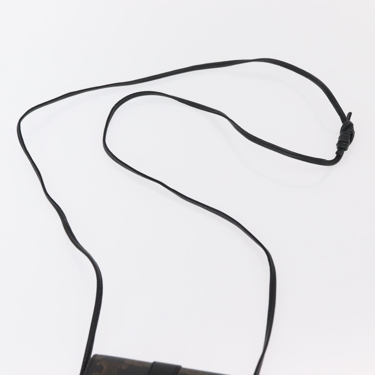 CELINE Triomphe Macadam Canvas Phone Pouch PVC Black Auth bs30914