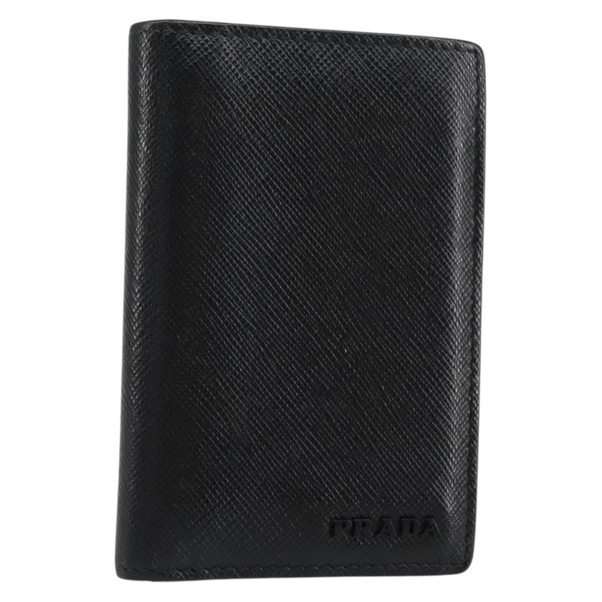 PRADA Card Case Safiano leather Black Auth bs30916
