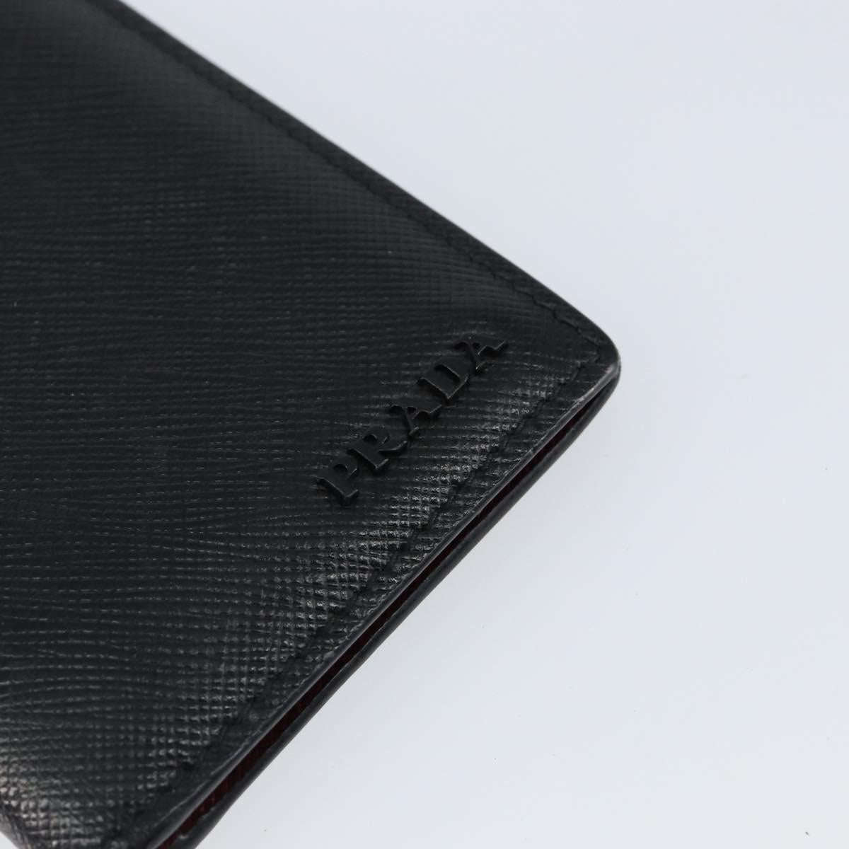 PRADA Card Case Safiano leather Black Auth bs30916