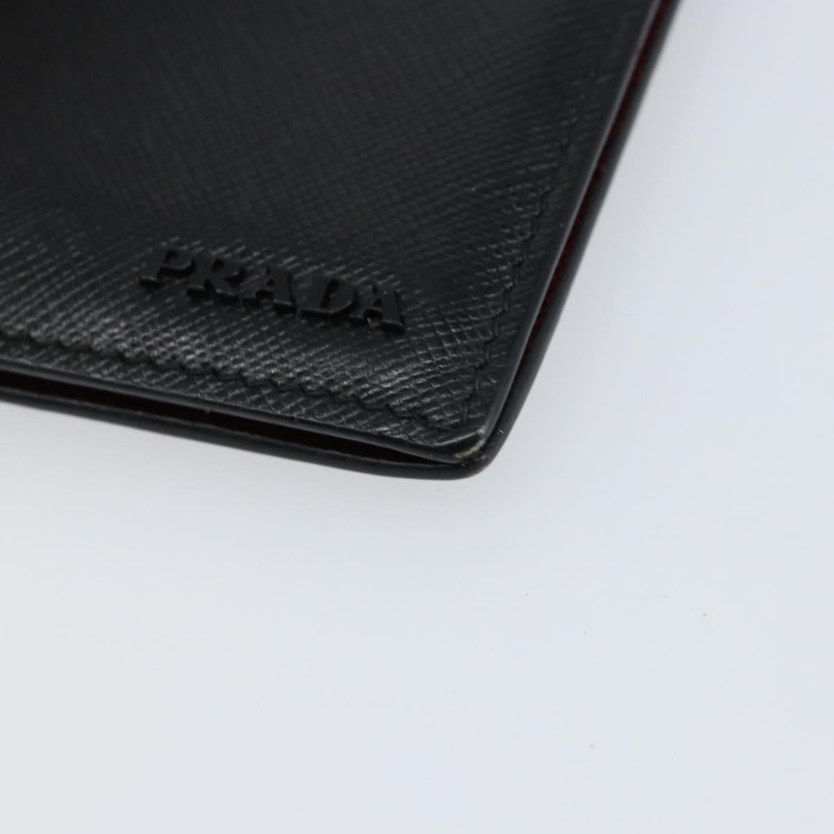 PRADA Card Case Safiano leather Black Auth bs30916