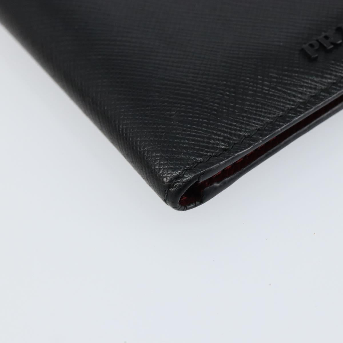 PRADA Card Case Safiano leather Black Auth bs30916