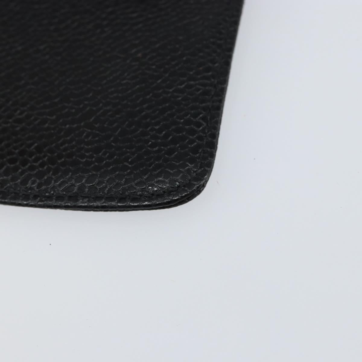 CHANEL COCO Mark Pouch Caviar Skin Black Gold CC Auth bs30918