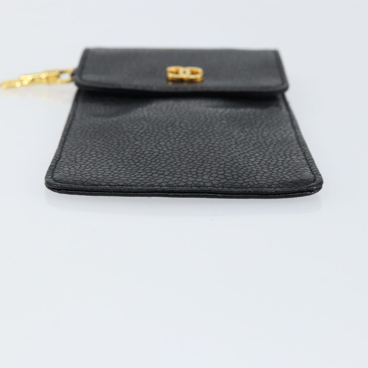 CHANEL COCO Mark Pouch Caviar Skin Black Gold CC Auth bs30918