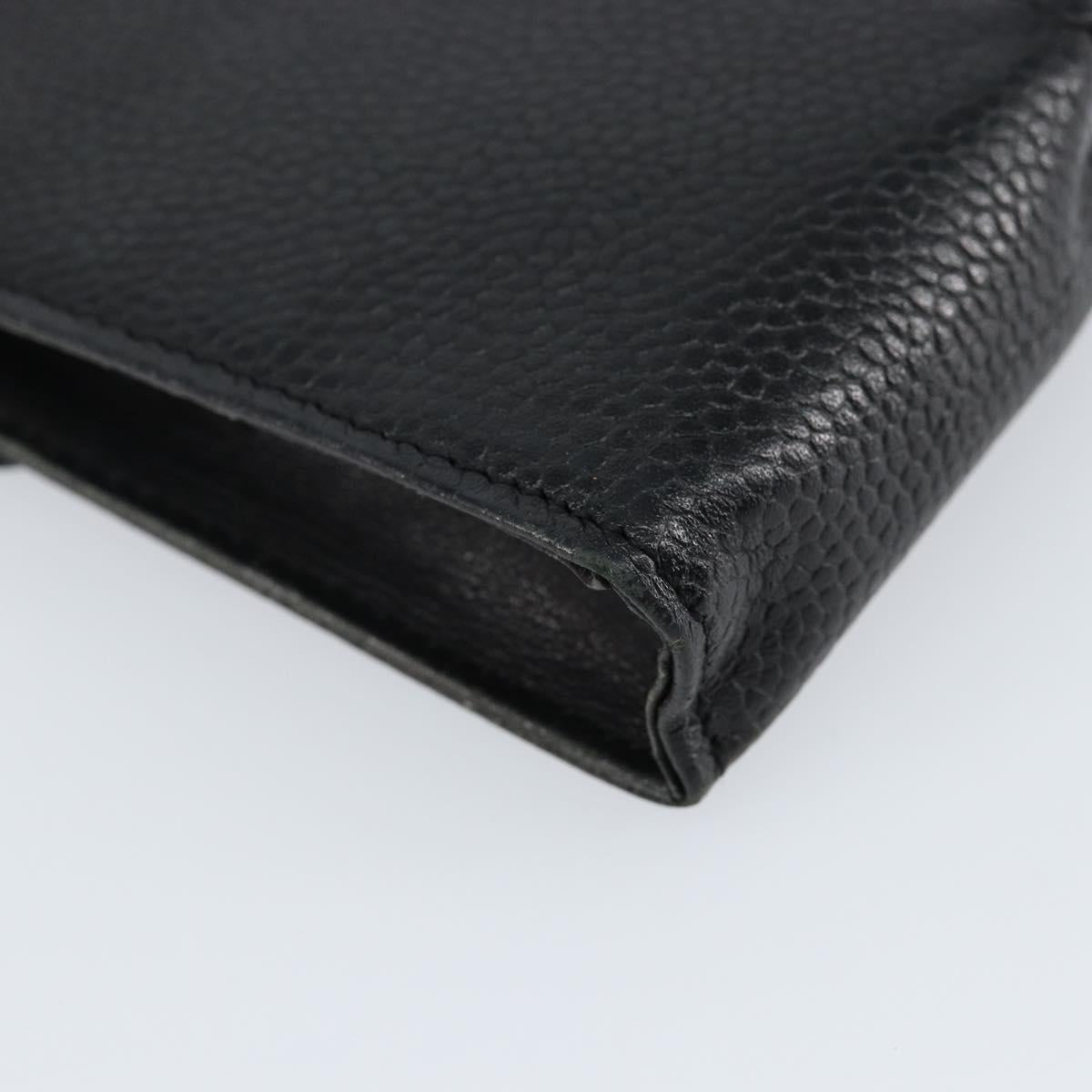 CHANEL Pouch Caviar Skin Black Gold CC Auth bs30919