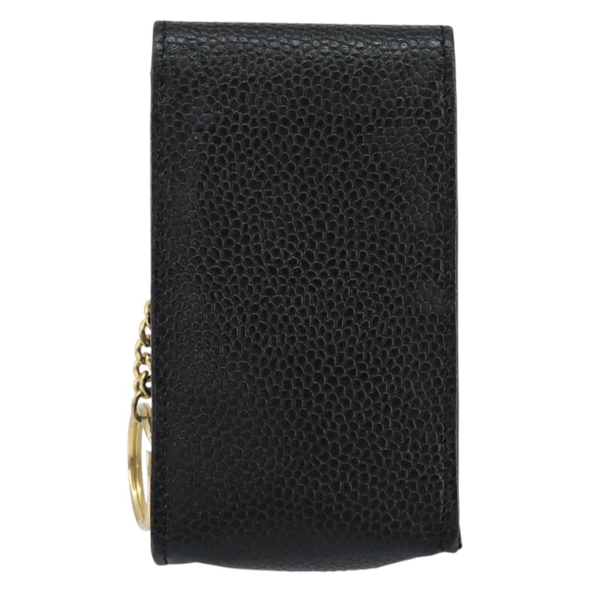 CHANEL Pouch Caviar Skin Black Gold CC Auth bs30919