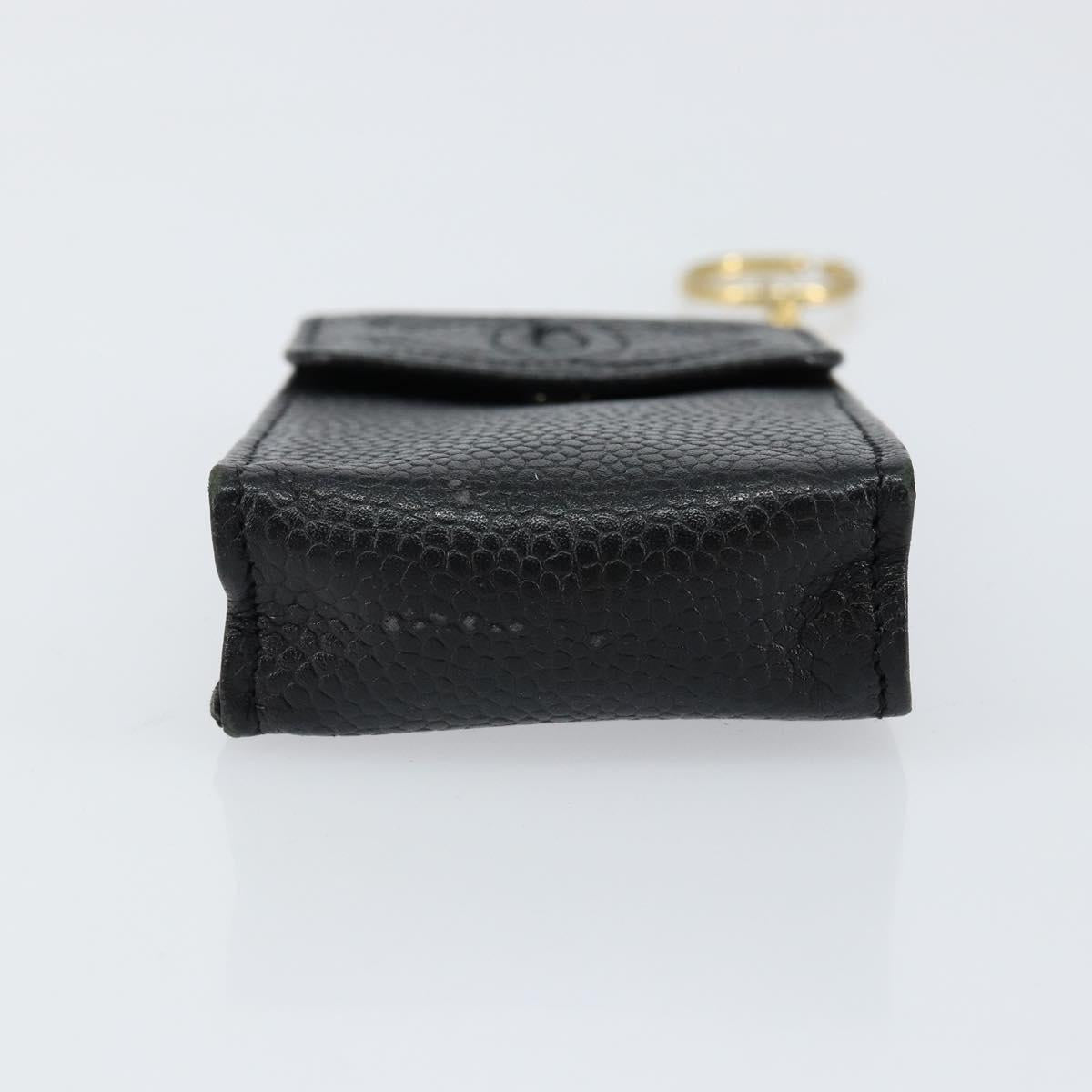 CHANEL Pouch Caviar Skin Black Gold CC Auth bs30919